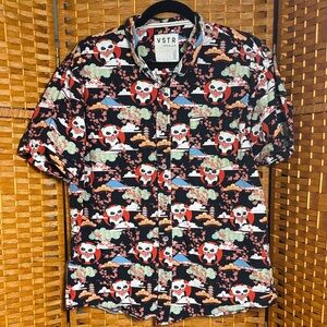 VSTR Premium Men's Japanese Panda Short Sleeve Button Down Shirt